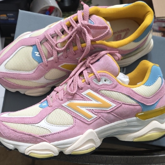 New Balance Women's Pink and Yellow Sneakers - Picture 2 of 6